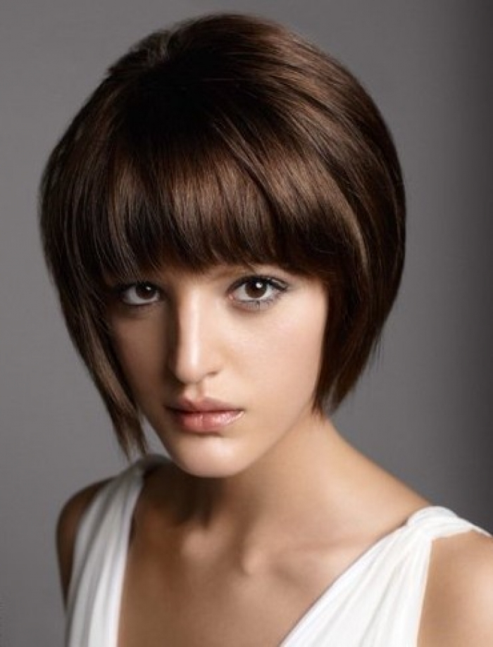 Short Stacked Bob Hairstyles with Bangs