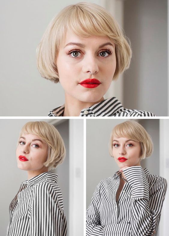 28 Lovely Short Layered Hairstyles for Fine Hair (Updated 2022) 15.-Layered-French-bob-with-fringe