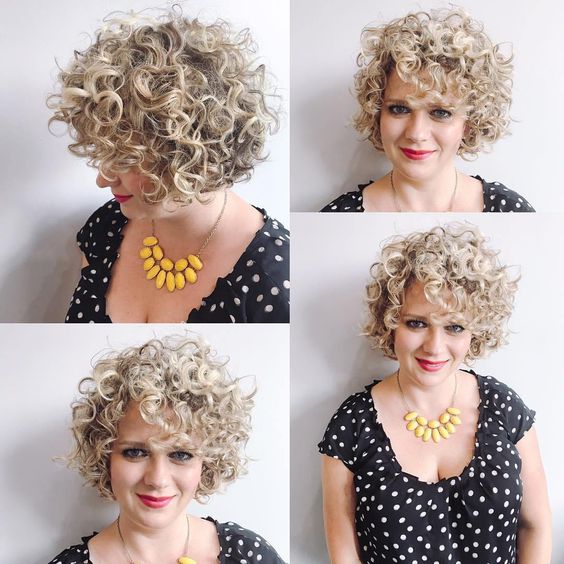 22 Summer Short Haircut Styles that Look Great for Older Women(Update 2022) Thick-curly-haircut-with-bangs