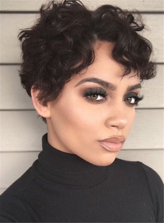 100 Stylish and Easy Short Hairstyle Ideas for Women to Try in 2022 Curly-pixie-with-side-bangs-1
