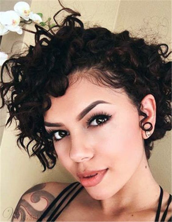 100 Stylish and Easy Short Hairstyle Ideas for Women to Try in 2022 Curly-pixie-with-side-bangs-2