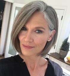 30 Beautiful Short Hairstyles for Gray Hair Over 60 (Update 2022) A-line-bob-haircut