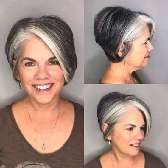 30 Beautiful Short Hairstyles for Gray Hair Stacked-wedge-bob-2