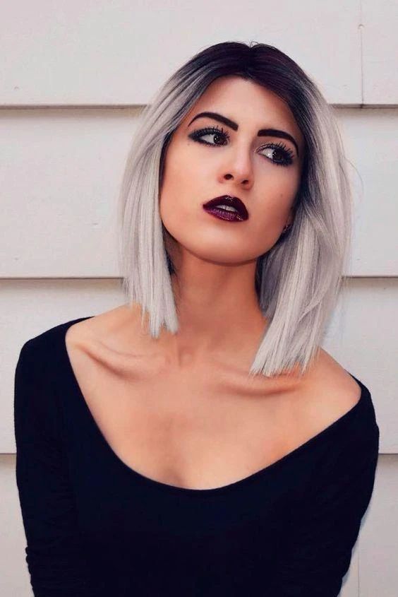 50 Hair Color Ideas for Women Over 40 (Updated 2022) 33.-Black-to-grey-ombre