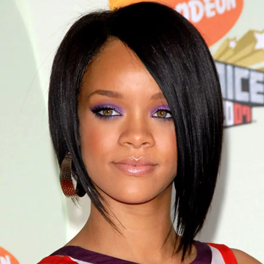 RIHANNA with Inverted Bob Hairstyles for Fine Hair