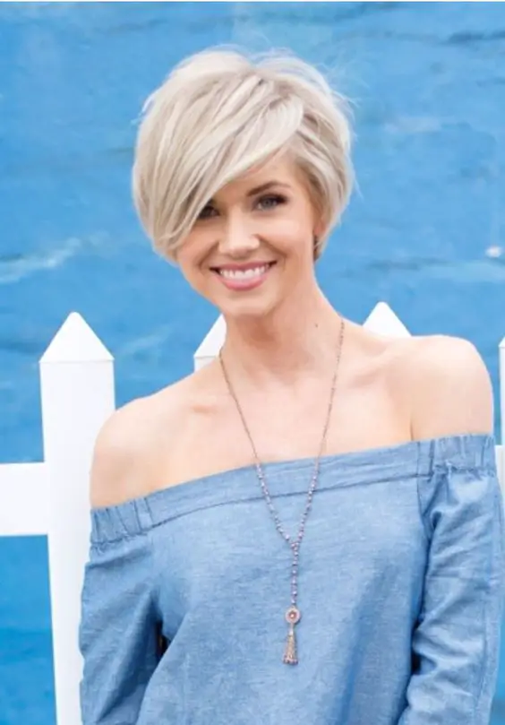 Pixie cut with long bangs