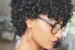 Very Short Curly Wedge Hairstyle With Glasses