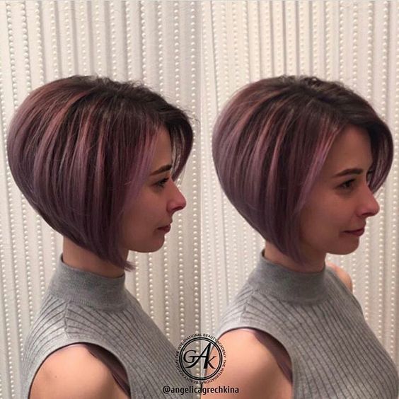 Jaw Length Stacked Bob Hairstyle 5