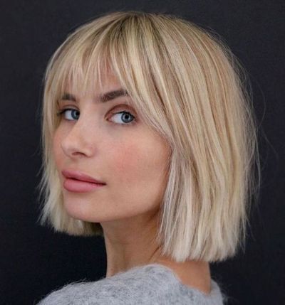 52 Elegant Short Hairstyles for Fine Hair (Update 2022) Dirty-blonde-short-bob-with-bangs