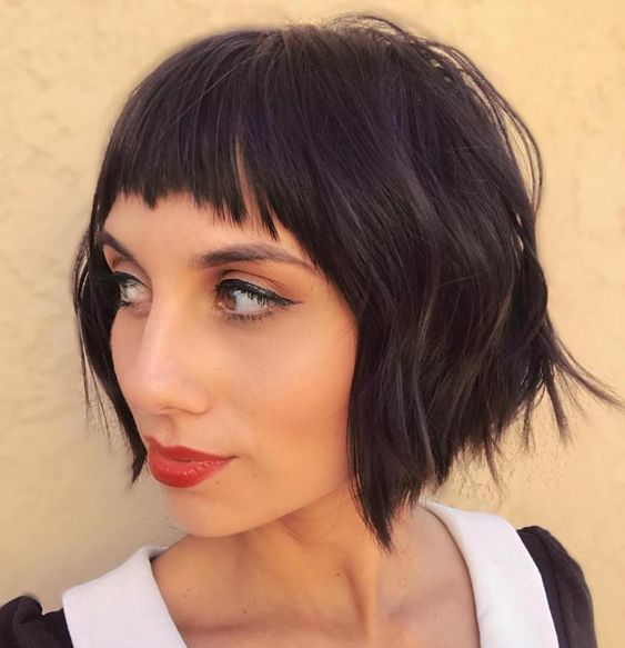 Razor cut hairstyles with bangs