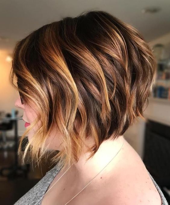 52 Elegant Short Hairstyles for Fine Hair (Update 2022) Very-short-bob-with-caramel-highlights-balayage