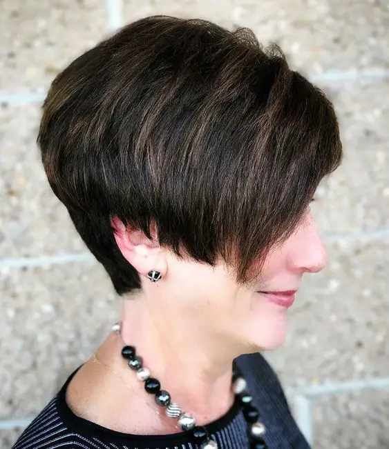 Modern Short Haircuts for Older Women that Look Astonishing (Updated 2022) Dark-brown-very-short-wedges