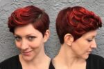 Curly On Top Hairstyle With Red Ombre