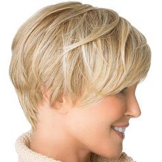 Layered pixie hairstyle with ash and golden blonde highlights