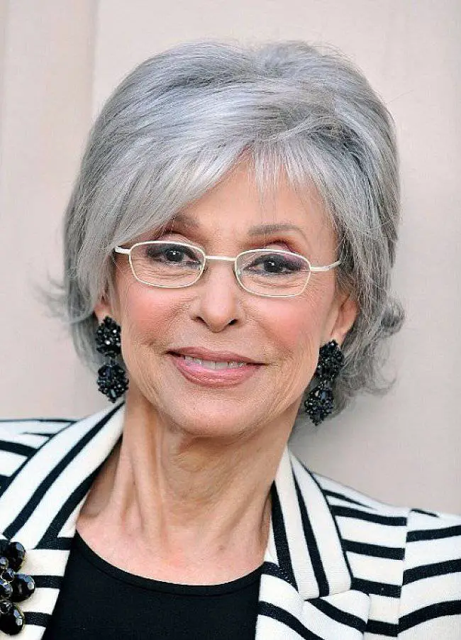 short hairstyles for gray hair and glasses