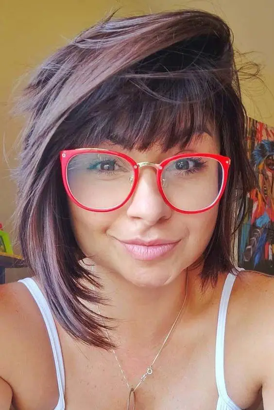 24 Short Sassy Hairstyles for Older Women with Glasses in 2022 Angled-bob-haircuts-with-bangs
