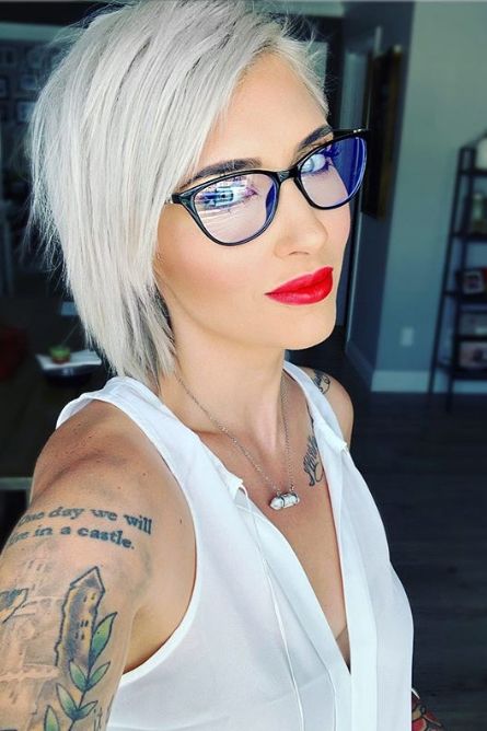 24 Short Sassy Hairstyles for Older Women with Glasses in 2022 Long-pixie-bob
