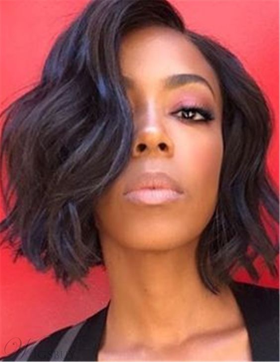 15 Short Wavy Hairstyles for Older African American Women (Updated 2022) Loose-wavy-blunt-cut-bob