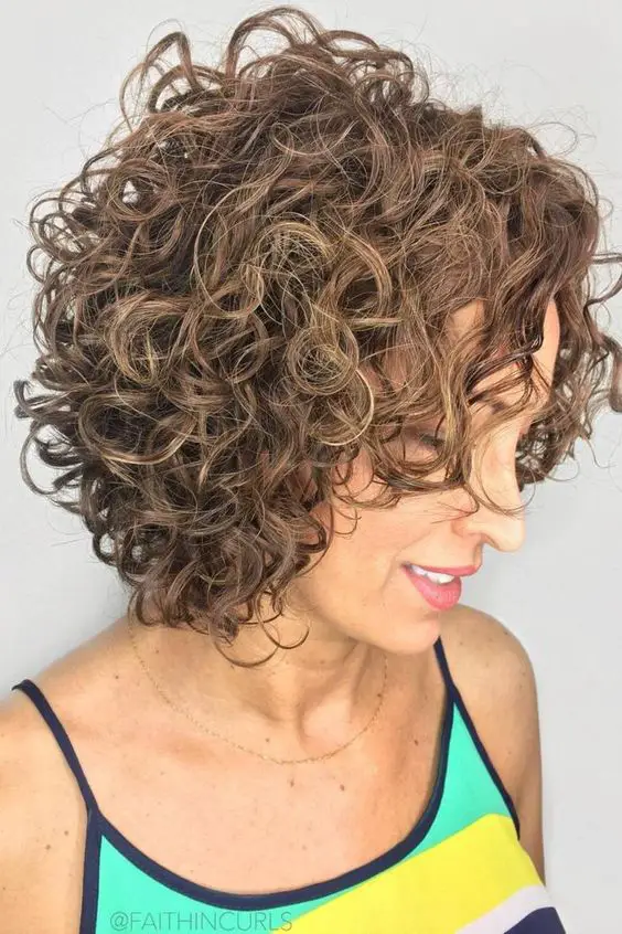 Curly stacked haircut