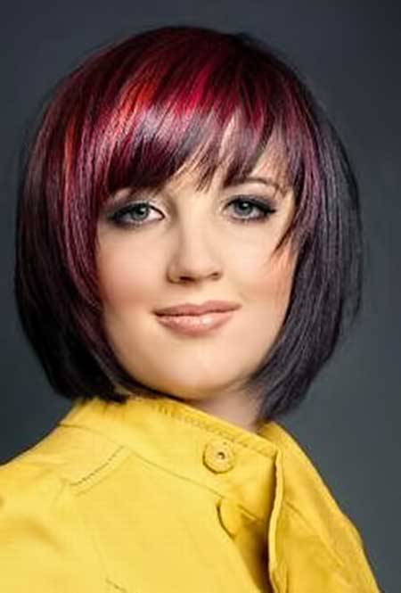 New Short Hairstyles and Highlights short-hairstyles-with-bangs-and-red-highlights