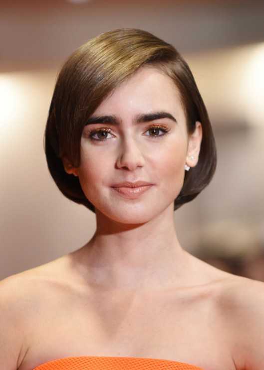 Lily Collins with Short Bob Haircut