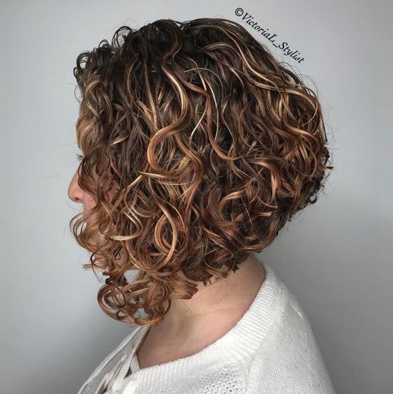 Inverted curly wedge hairstyle