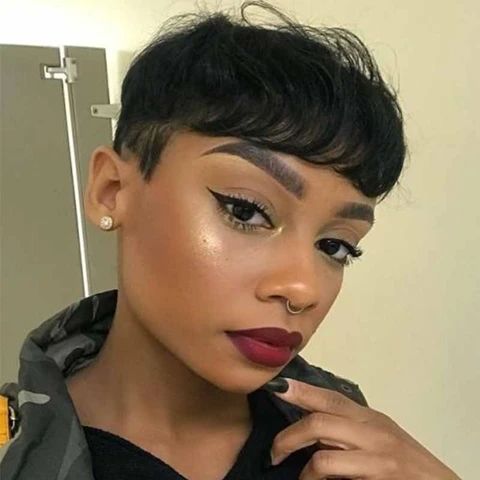 Gorgeous Short Hairstyles for Black Women (Update 2022) Very-Short-Pixie-Cut-with-Bangs