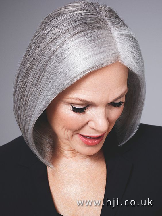 Short Blonde Hairstyles that Looks Fantastic for Older Women (Updated 2022) Blunt-short-bob-with-silver-ash-blonde