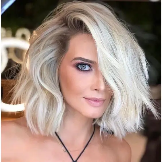 Short Blonde Hairstyles that Looks Fantastic for Older Women (Updated 2022) Wavy-bob-with-white-ash-blonde