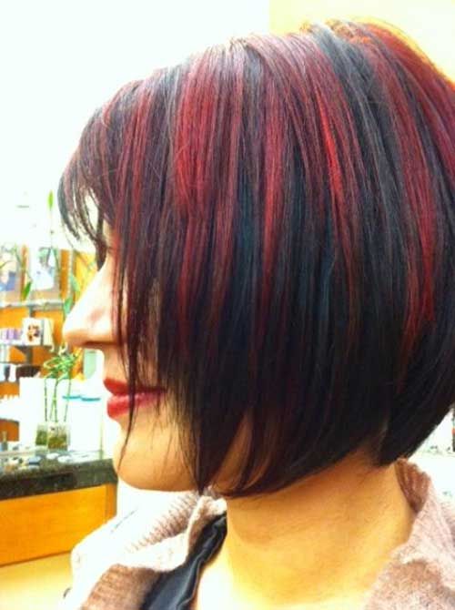 Bob Hair Cut Burgundy Highlight Style 4