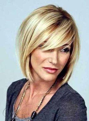 10 Charming Short Hairstyles with Bangs for Older Women (Update 2022) A-line-cut-with-bangs