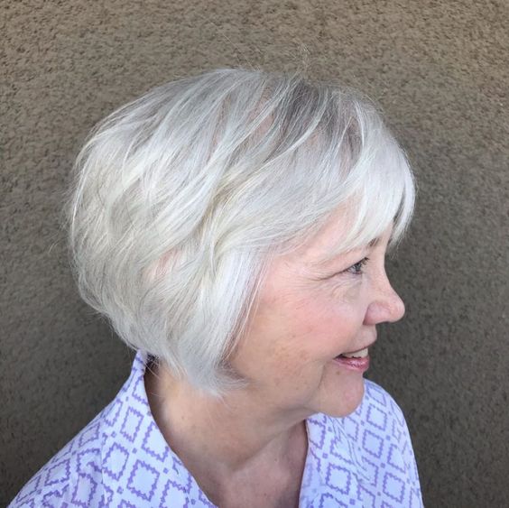 15 Trendy Short Hairstyles for Women with Gray Hair (Updated 2022) Gray-layered-bob