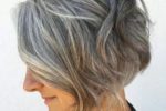 Angled Wavy Short Hair For Women Over 50