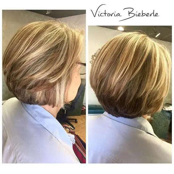 beautiful hairstyle for older women [short stacked bob]