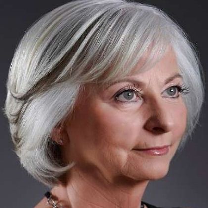 7 Top Short Haircuts for Women over 50 beautiful-short-layered-bob-with-bangs-for-women-over-50