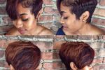 Caramel Lowlights On Pixie Hairstyle