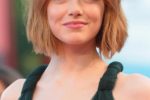 Classic Bob Haircut With Side Bangs For Women With Wavy Hair