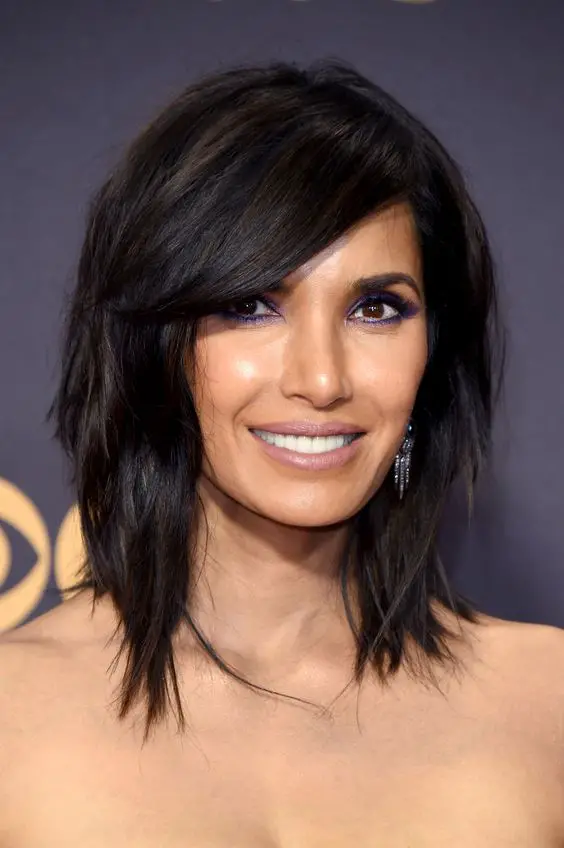 30 Charming Short Straight Hairstyles for Older Women Angled-long-bob