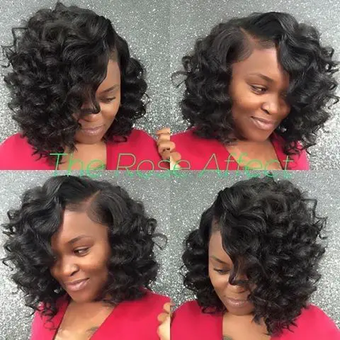 20 Modern Short Natural Curly Hairstyles for Older Black Ladies Angled-wavy-shaggy-bob