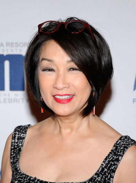 30 Charming Short Straight Hairstyles for Older Women Asian-a-line-bob2