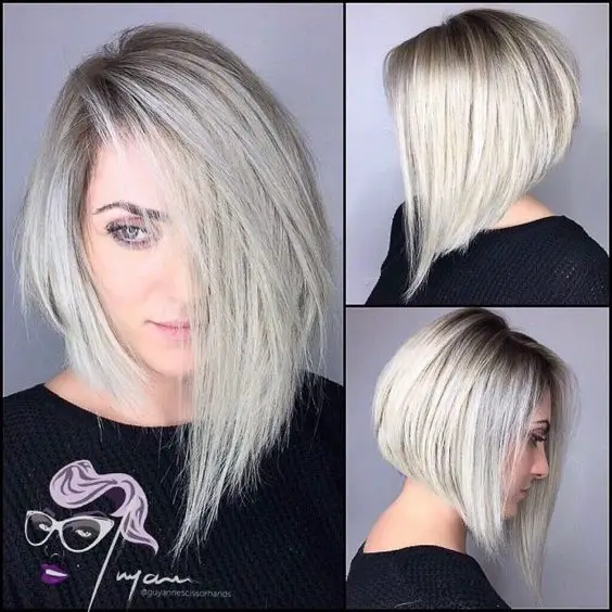 20 Fabulous Blonde Hairstyles for Women with Short Hair Asymmetrical-A-Line-Haircut-1