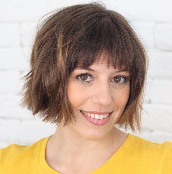 20 Classy and Low Maintenance Short Bob with Bangs for Older Women Feathered-bob-2