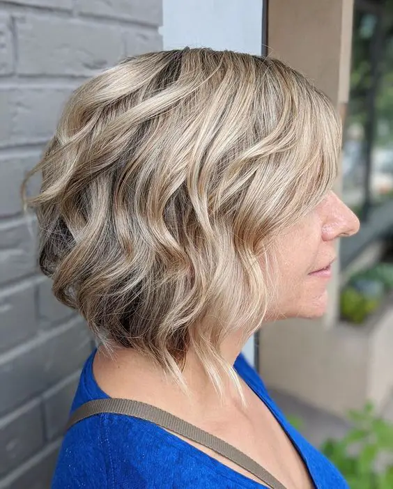 Inverted angled curly bob