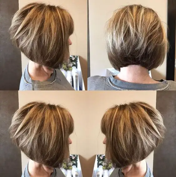Inverted short layered haircut