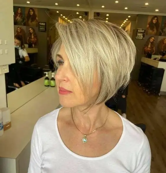 20 Best Short Hairstyles for Women Over 60 with Thick Hair (Updated 2022) Stacked-angled-bob-e1624534554965