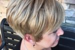 Angled Wedge Haircut Style For Older Women