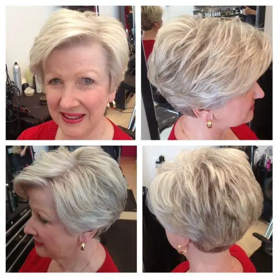 angled wedge haircut that looks best with older women
