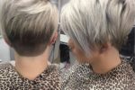 Beautiful Short Stacked Pixie Hairstyle With Silver Color