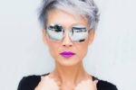 Cute Spiky Short Hairstyle For Older Women With Grey Hair