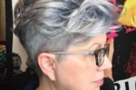 Short Messy Curly Haircut Style For Over 60 Women With Grey Hair